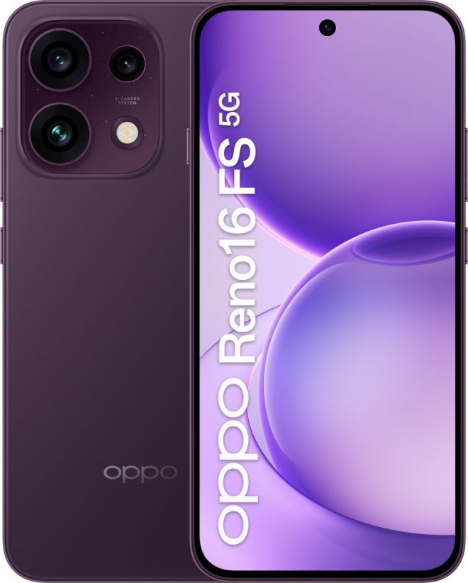 Oppo Reno16 FS 5G (CPH2859) (Fialový Čierny) Dual SIM 6.57“ AMOLED 1080x2372/2.5GHz&2.0GHz/512GB/8GBRAM/Android16/Micro SDXC/5G |