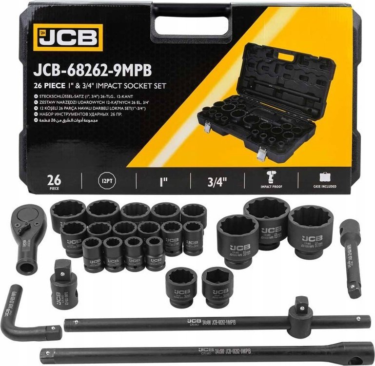 JCB JCB Sada KľúčY sekacieCH 26el. 3/4" - 1" 12KĄT. (17-65mm)
