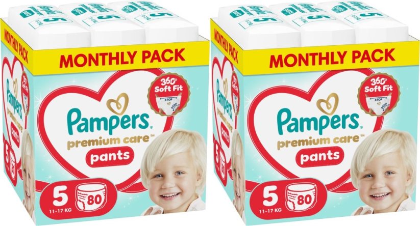 Pampers Pieluchomajtki Premium Care 5 11-17 kg, 80 szt. x2