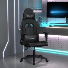 vidaXL Fotel Pre gracza, Čierny, sztuczna skóra