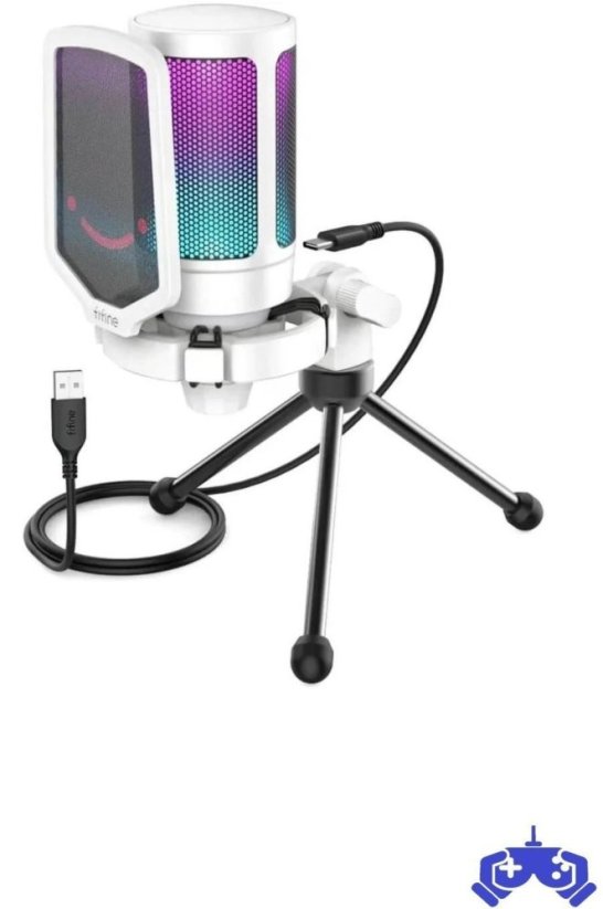 Fifine Fifine Technology FIFINE A6VW RGB Baltas Kondensatorinio Mikrofono Komplektas (Baltas)