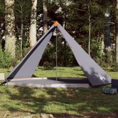 vidaXL Namiot rodzinny tipi, 8-os., szaro-Oranžový, wodoszczelny