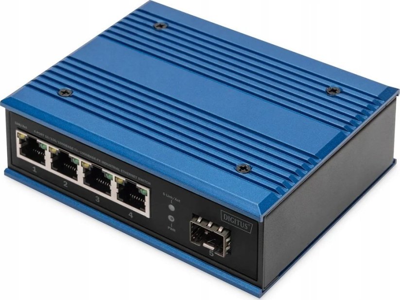 Digitus DIGITUS Switch Ind. 4-Port Gigabit Unmanaged blau