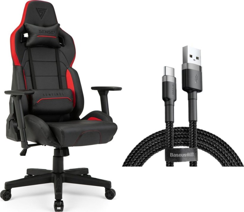 SENSE7 Sentinel czarny-czerwony + kabel usb