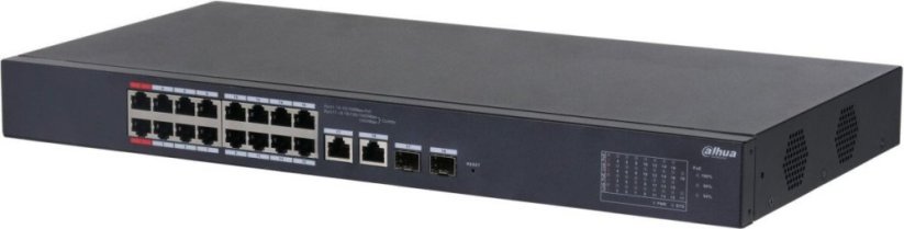 Dahua Technology Prepínač sieťový Zarządzany L2 Gigabit Ethernet (10/100/1000) Obsługa PoE Čierny (DH-CS4218-16ET-190)