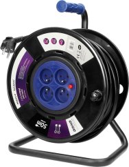 Orno Predlžovací kábel bubon, 4 zásuvky 2P+Z, kabel PVC H05VV-F 3x1,5mm2, długość - 50m, STAŁE zásuvky, termik, przesłony torów prądowych
