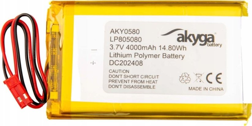 Akyga akumulátor Li-Po LP805080 AKY0580 3.7V / 4000mAh PCM złącze JST 2-Pin 150mm