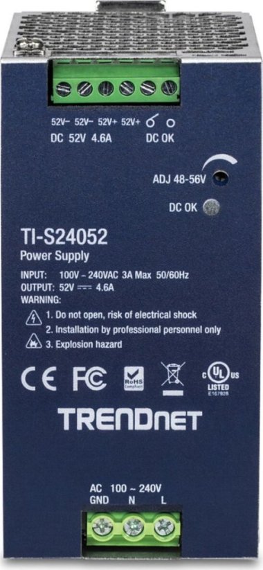 TRENDnet DIN-Rail Power Supply 240W, 52V DC, 4.61A, AC to DC