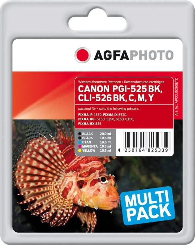 AgfaPhoto Toner APCCLI526SETD / CLI-526 PGI- 525 (Black Cyan Magenta Yellow)