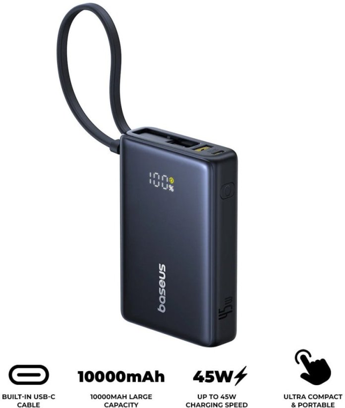 Baseus PicoGo Digital Display 10000mAh 45W Čierny