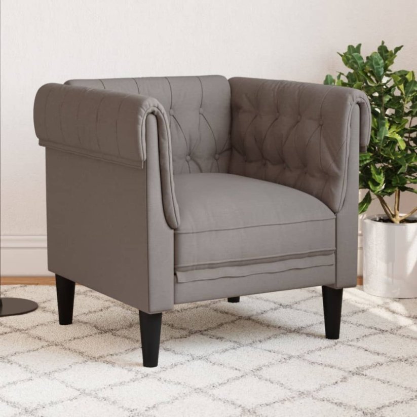 vidaXL Fotel Chesterfield, farba taupe, obity tkaniną Lumarko!