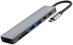 Jcpal Linx USB-C 7in1 - przejściówka USB-C (2 x USB-A 3.0 / USB-C 3.1 / HDMI 60Hz / czytnik kart micro/SD / PD 100W) (JCP6357)