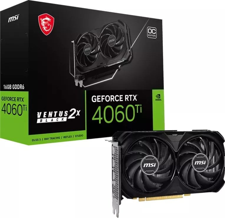 MSI GeForce RTX 4060 Ti Ventus 2X Black OC 16GB GDDR6