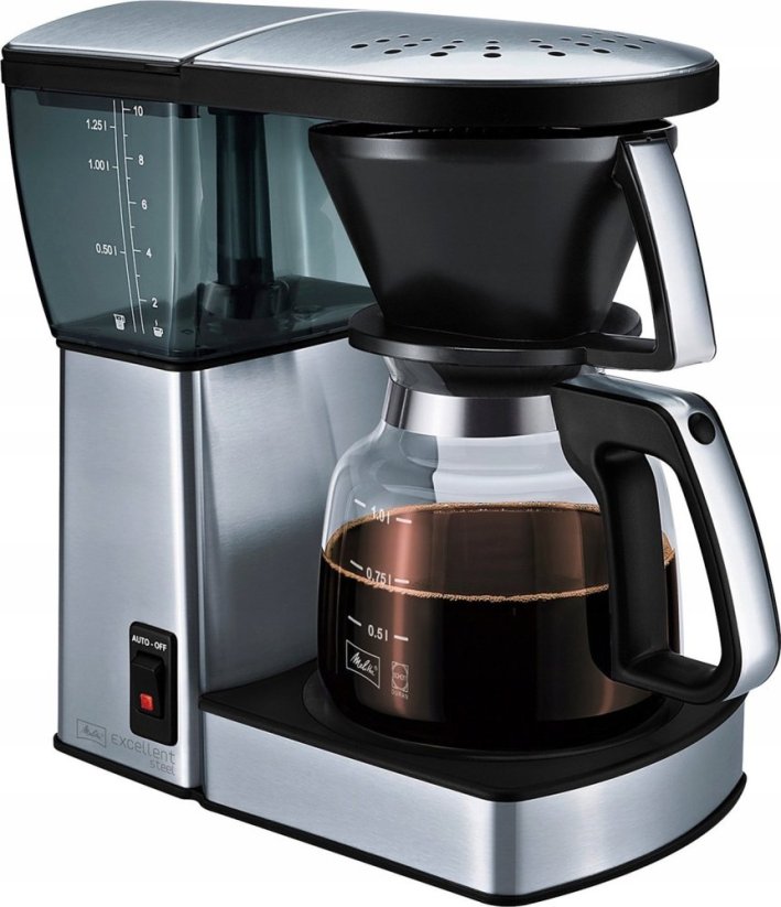 Melitta Melitta Excellent 4.0, Drip coffee maker, 1.25 L, Ground coffee, 1455 W, Black, Stainless steel