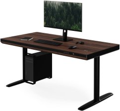 Jan Nowak Elektryczne sit-stand z zásuvoką i ładowarką bezprzewodową Qi čierne/orech, 1400 mm: ELLIS (5907367514735)