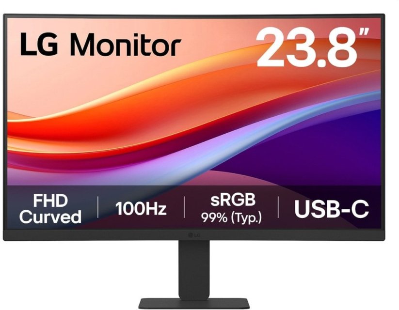LG MT VA LCD LED 23,8" 24U421A - panel VA, 1920x1080, zakrzywiony, 100hz, USB-C, HDMI