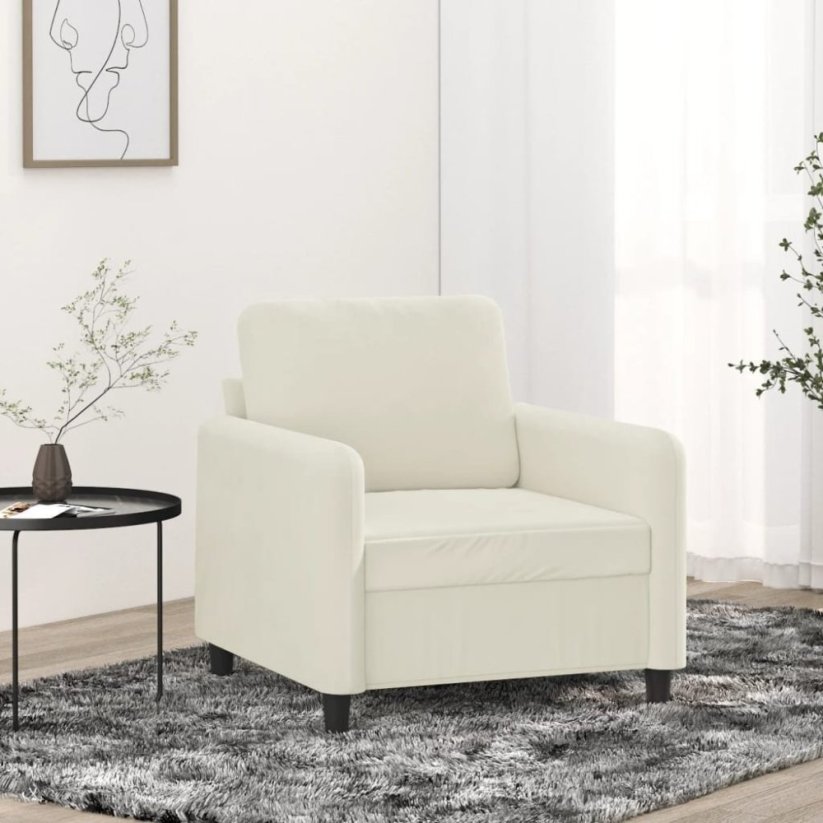 vidaXL Fotel, krémový, 60 cm, obity aksamitem Lumarko!