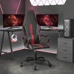 vidaXL vidaXL Fotel gamingowy, čierno-bordowy, sztuczna skóra