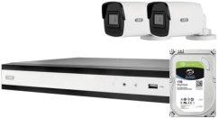 Abus ABUS Security-Center TVVR36423T Komplett-Set mit 2 PoE Mini Tube-Kameras+ Rekorder (TVVR36423T)