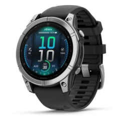 Garmin fēnix® E AMOLED 47 mm stainless steel with a black silicone band