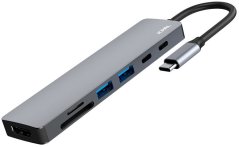 Jcpal Linx USB-C 7in1 - przejściówka USB-C (2 x USB-A 3.0 / USB-C 3.1 / HDMI 60Hz / czytnik kart micro/SD / PD 100W) (JCP6357)