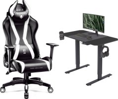 Diablo Chairs X-Horn 2.0 czarno-biały + EGON 1100 Czarne 110 cmx60 cm