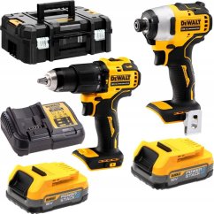 Dewalt DeWALT POWERSTACK battery combo pack DCK2062E2T, 18 volts, with impact wrench, impact drill (yellow/black, 2x POWERSTACK Li-Ion battery 1.7 Ah, in T STAK Box II)