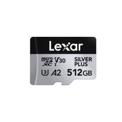 Lexar Professional Silver Plus MicroSDXC 512 GB Class 10 UHS-I/U3 A2 V30 (LMSSIPL512G-BNANG)