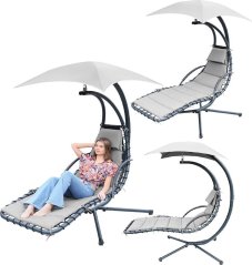 Saska Garden Huśtawka fotel bujany z parasolem lizbona sivá