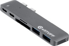 eStuff 1x SD 1x microSD 2x USB-C  + 2x USB-A  (ES84122-GREY)