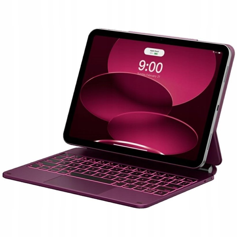 4kom.pl Etui Typecase Edge z klawiaturą do iPad  11" (A16) 2025 / iPad 10.9" 2022 malinowy