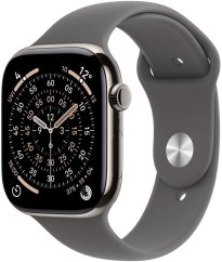 Apple Watch 11 GPS + Cellular 46mm Natural Titanium Sport Band M/L Grafitový  (MFCX4MP/A)