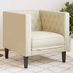 vidaXL vidaXL Fotel Chesterfield, krémový, tapicerowany sztuczną skórą