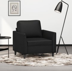 vidaXL Fotel, Čierny, 60 cm, obity sztuczną skórą Lumarko!