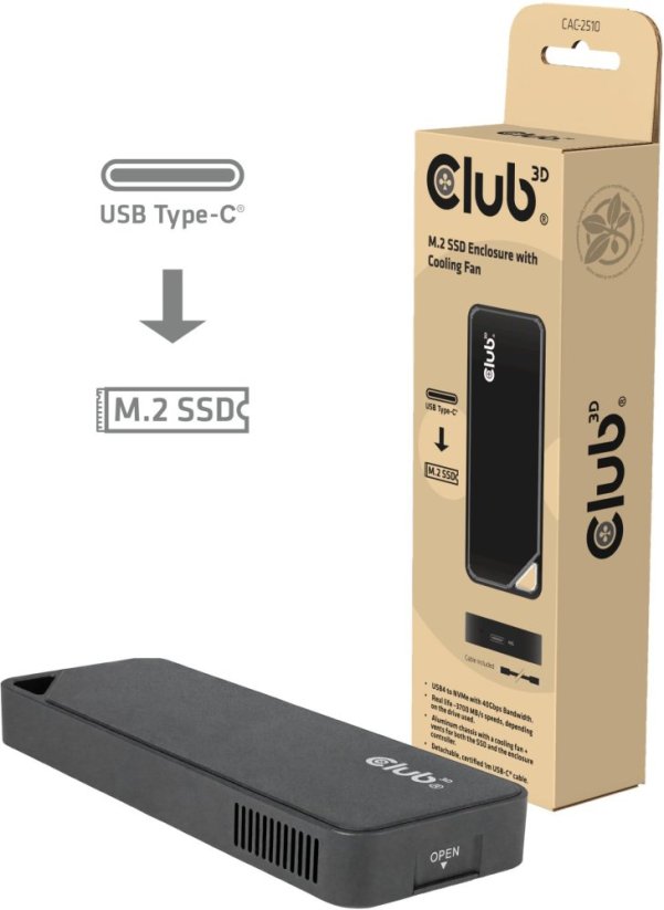 Club 3D CLUB3D obudowa do disków twardych obudowa SSD Čierny M.2 (CAC-2510)
