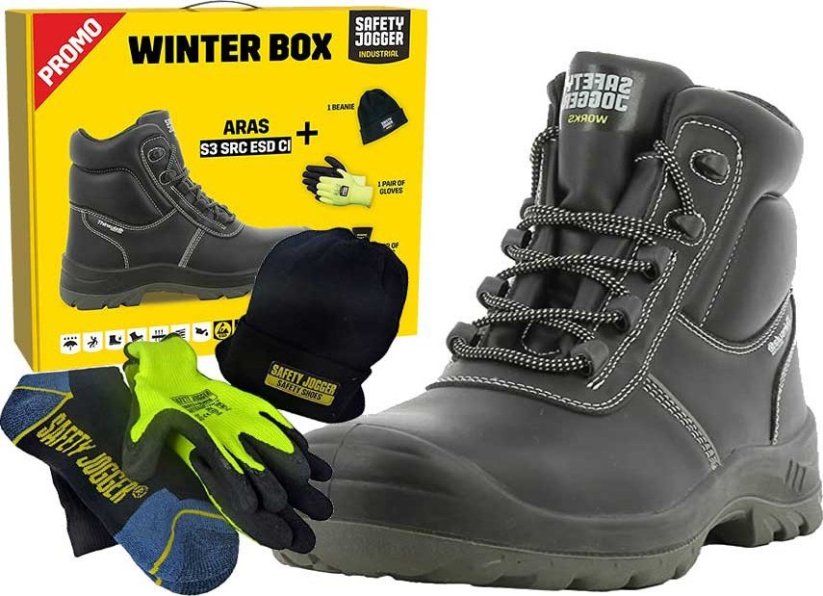 NoName tenisky Robocze S3 Zimowe 46 Czapka rukávice Skarpety Safety Jogger Aras 46 Box Safety 5401033066004