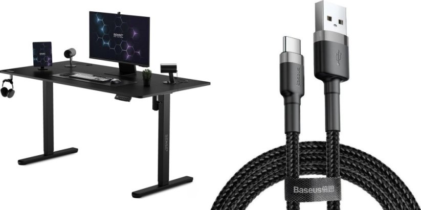 SENSE7 Nojo Black 140 cmx70 cm Black + kabel usb