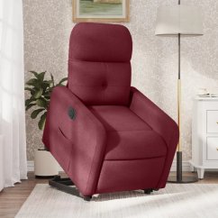 vidaXL vidaXL Podnoszony fotel masujący, elektryczny, rozkładany, bordowy