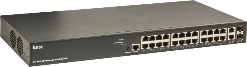 Barox Barox RY-LGSP23-26/370 łącza sieciowe Zarządzany L2/L3 Gigabit Ethernet (10/100/1000) Obsługa PoE 1U Čierny