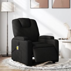 vidaXL Rozkładany fotel masujący, elektryczny, Čierny, tkanina