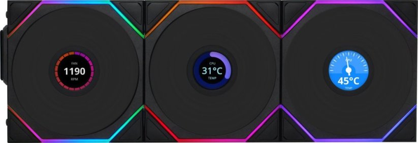 Lian Li UNI FAN TL Wireless LCD 120 3-pack Čierny (12TLLCD1W3B)