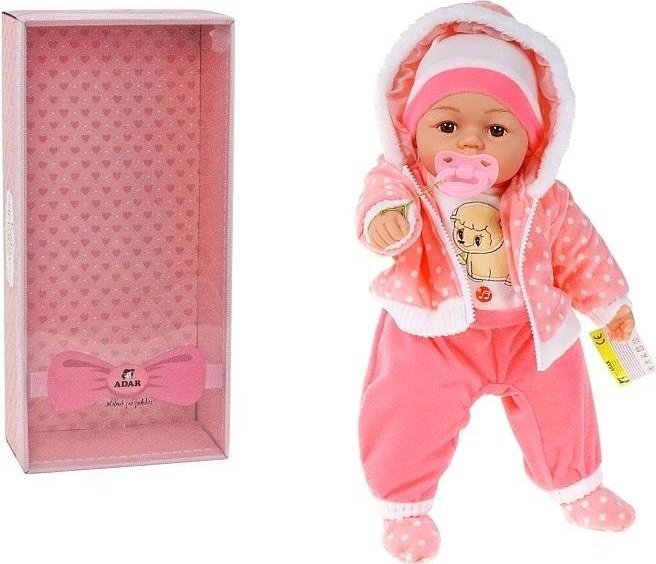 Adar Bábika bobas 45cm ze smoczkiem z dźwiękiem w pudełku 543195-560222 Adar