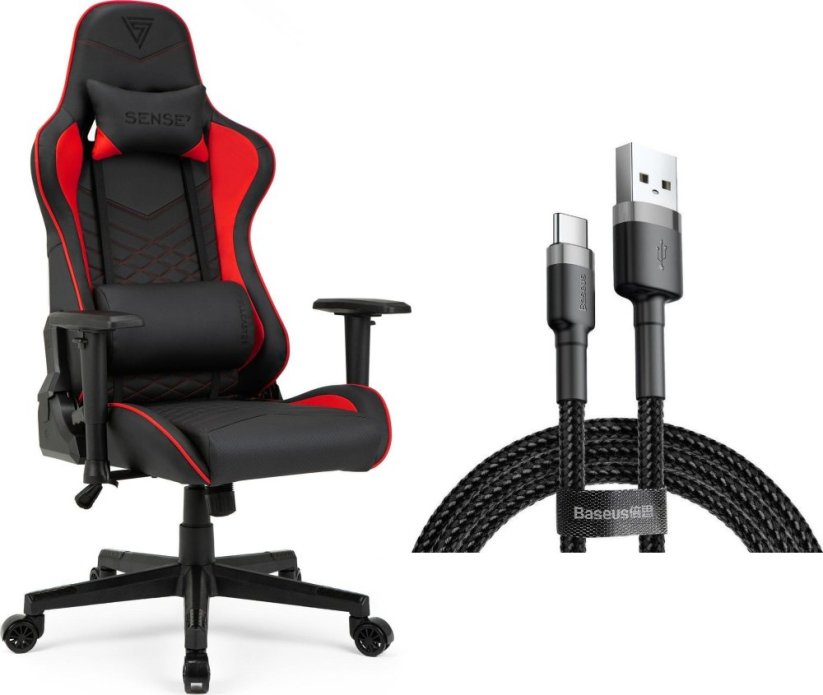 SENSE7 Spellcaster czarno-czerwony + kabel usb