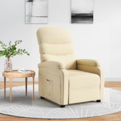 vidaXL vidaXL Fotel rozkładany, krémový, obity tkaniną