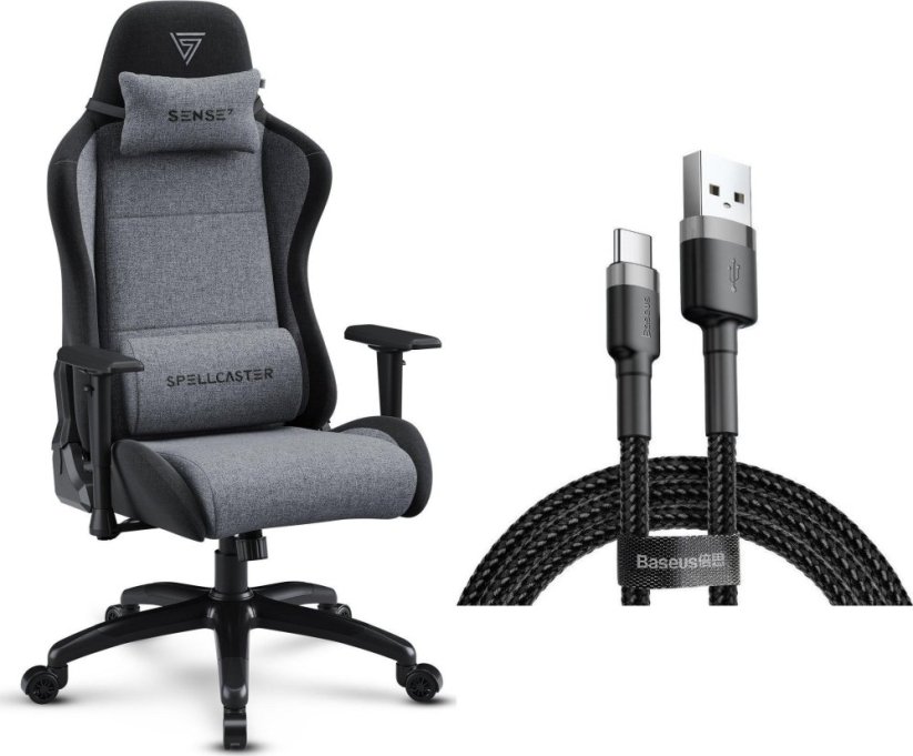SENSE7 Spellcaster FUKU XL materiałowy czarno-szary + kabel usb