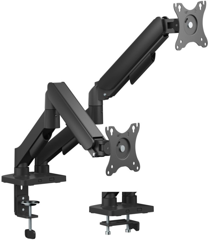Deltaco Stojak na dwa monitory biurkowy, mechaniczny sprężynowy, 17-32"; max 18 kg / ARM-1300-B / 1903416
