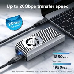 Graugear externes        Gehäuse M.2 NVMe mit Lüfter 20Gbit