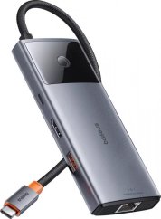 Baseus Hub 6w1 Baseus Metal Gleam 2 Series, USB-C do 2xUSB 3.0 +USB-C + HDMI + USB-C PD + Ethernet RJ45
