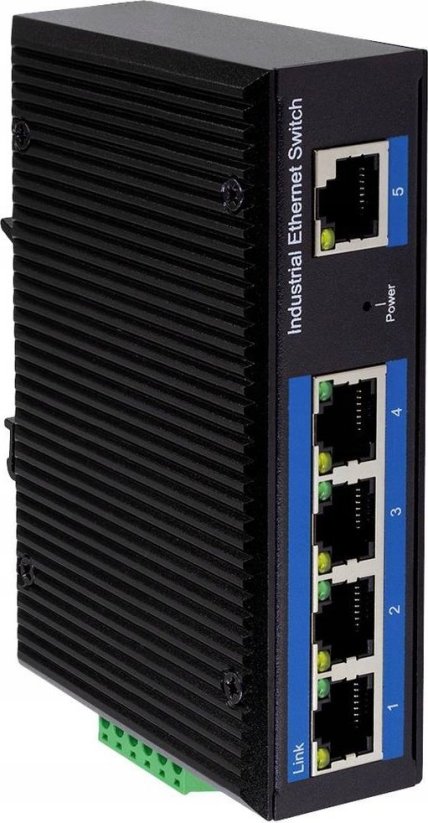 LogiLink LogiLink Industrial Gigabit Ethernet PoE Switch, 5 Port 10/100/1000 Base-TX RJ45, Unmanaged, Plug & Play, schwarzes - 1 Stück (NS202P)