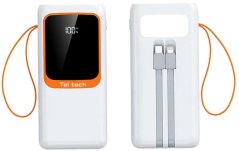 Teltech Power Bank 5A 22,5W s kabely typu C / Lightning, bílá 50000mAh TT-PB50